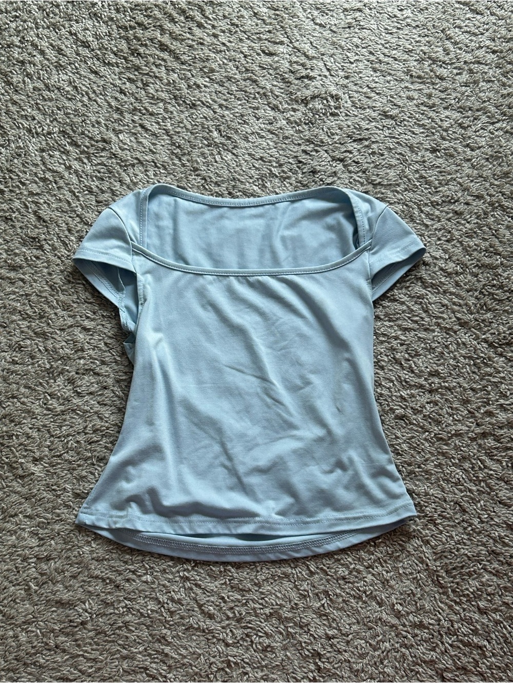 baby blue square neck short sleeve top